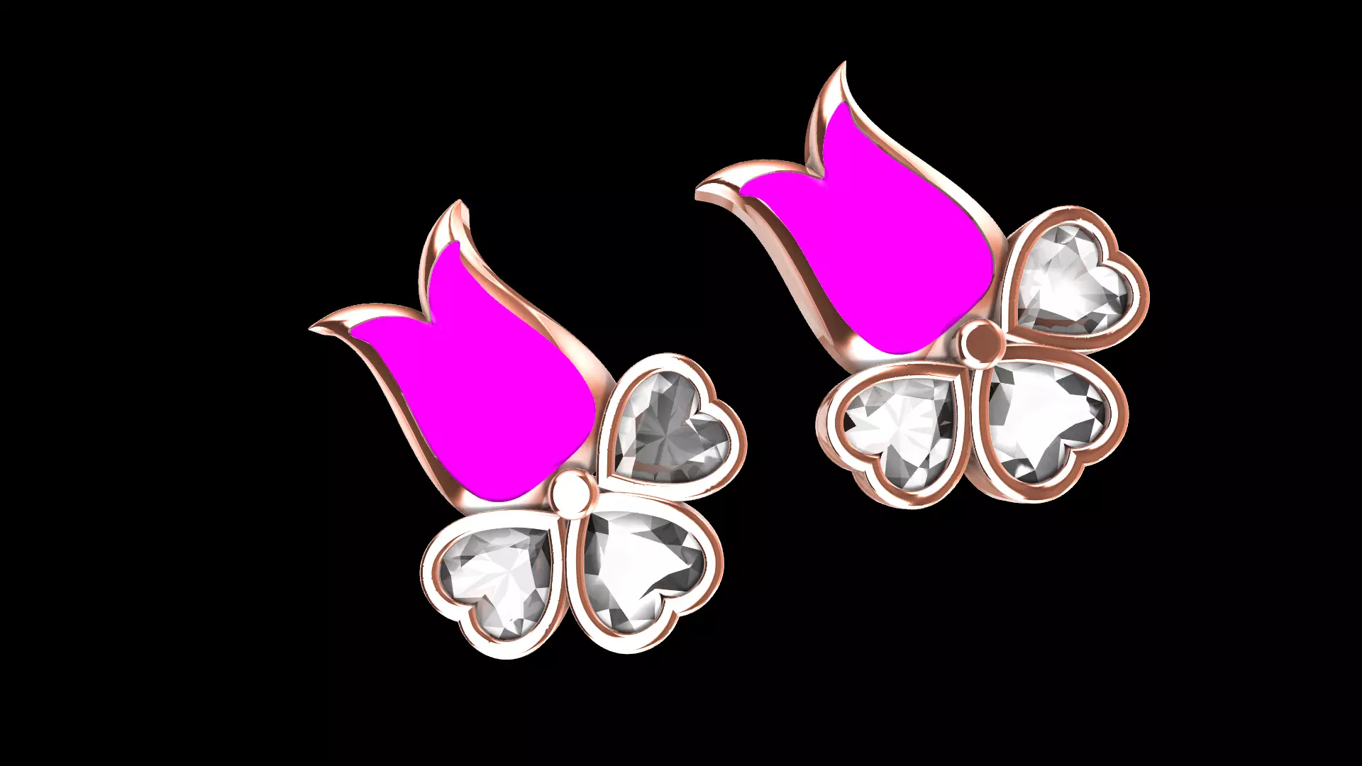 Heart Flower earrings 3D print model_2