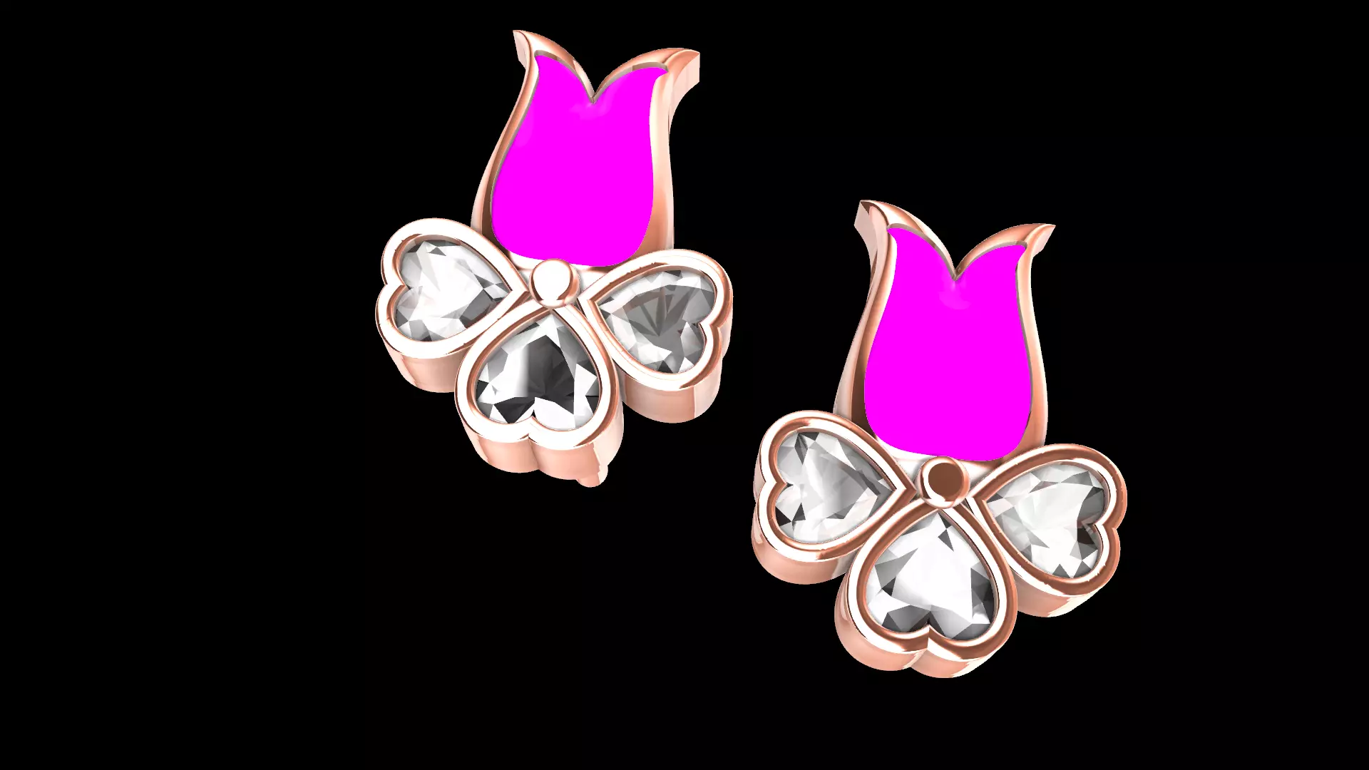 Heart Flower earrings 3D print model_1