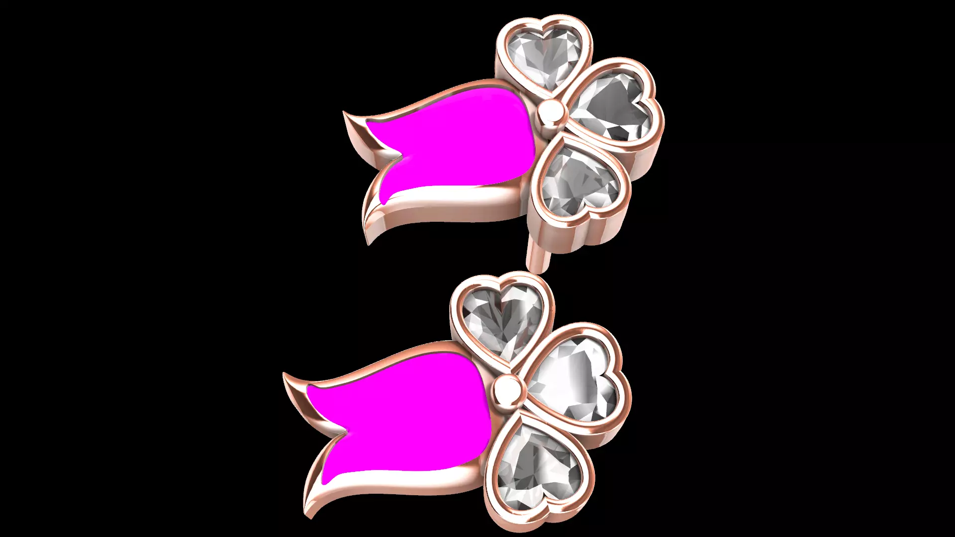 Heart Flower earrings 3D print model_3
