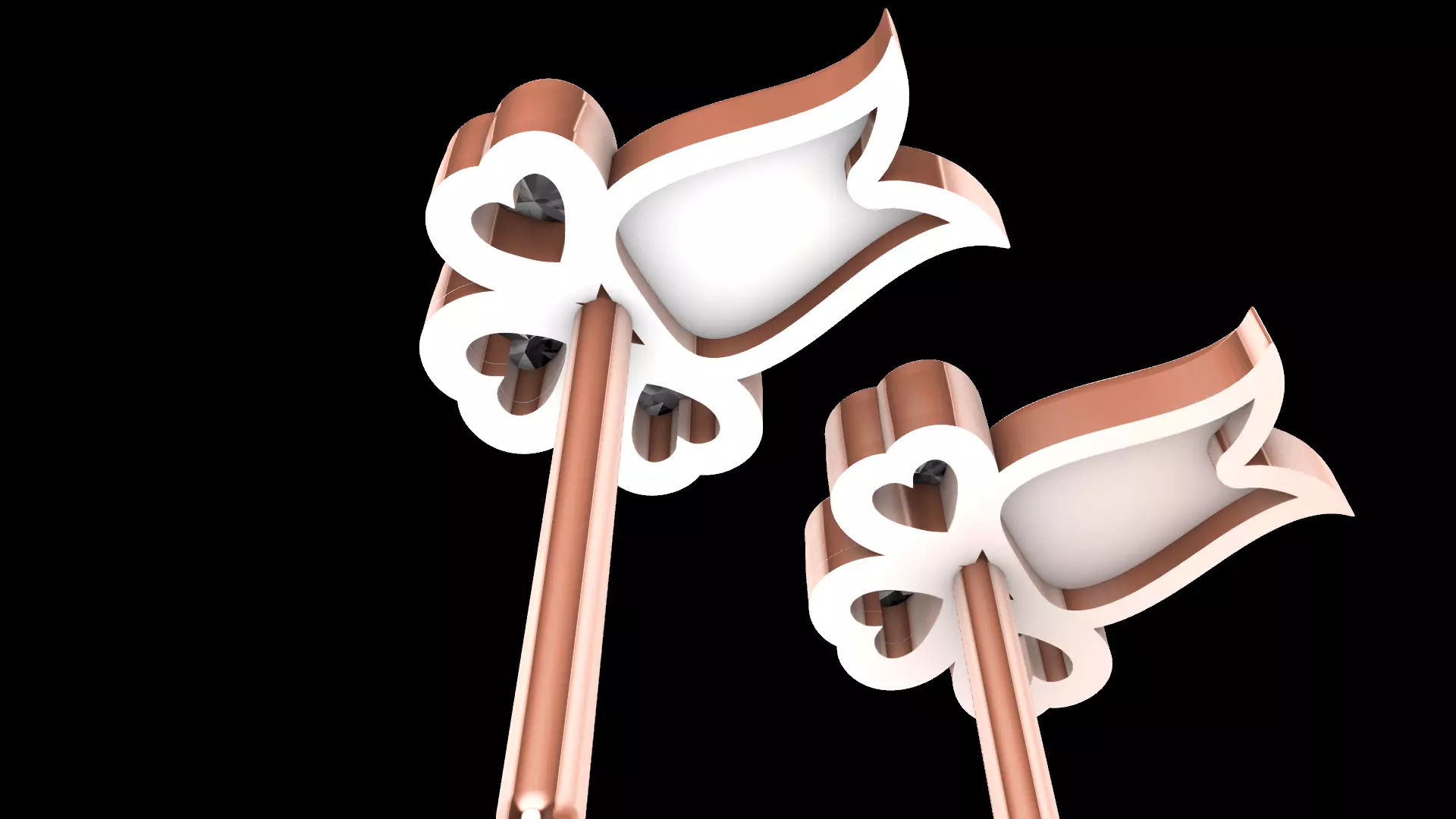 Heart Flower earrings 3D print model_8