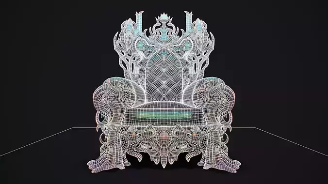 Fantasy Throne 4 game ready 3d model Low-poly 3D model 7