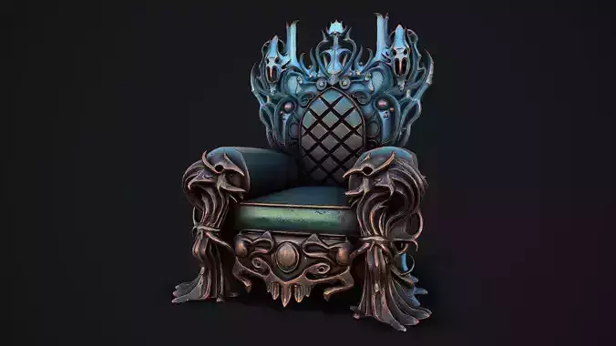 Fantasy Throne 4 game ready 3d model Low-poly 3D model 2