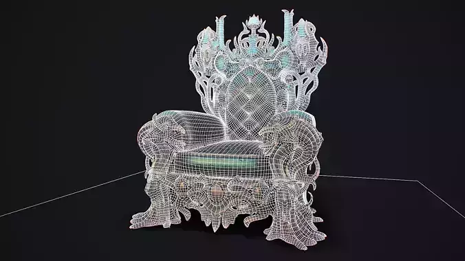 Fantasy Throne 4 game ready 3d model Low-poly 3D model 3