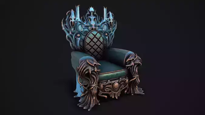 Fantasy Throne 4 game ready 3d model Low-poly 3D model 4