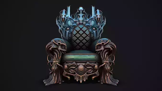 Fantasy Throne 4 game ready 3d model Low-poly 3D model 6