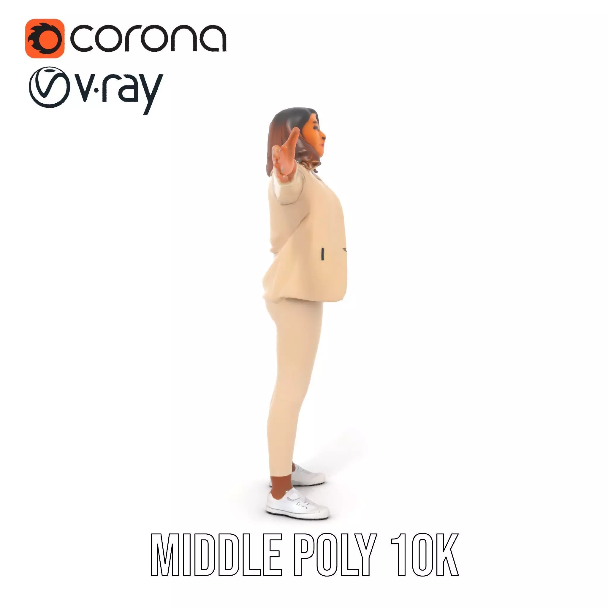 Stylish Business Attire Model Pack with Dynamic Pose Low-poly 3D model_6