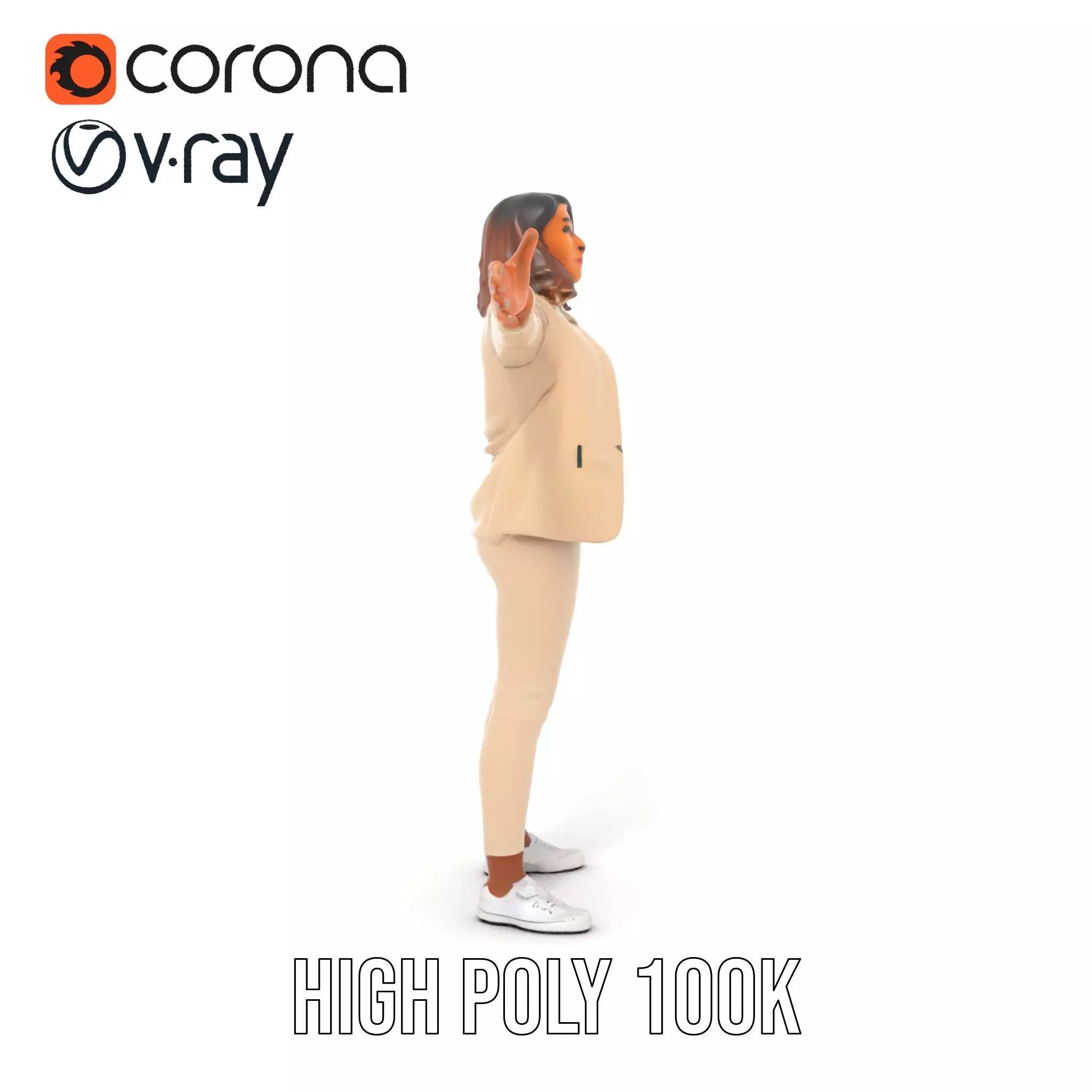 Stylish Business Attire Model Pack with Dynamic Pose Low-poly 3D model_23