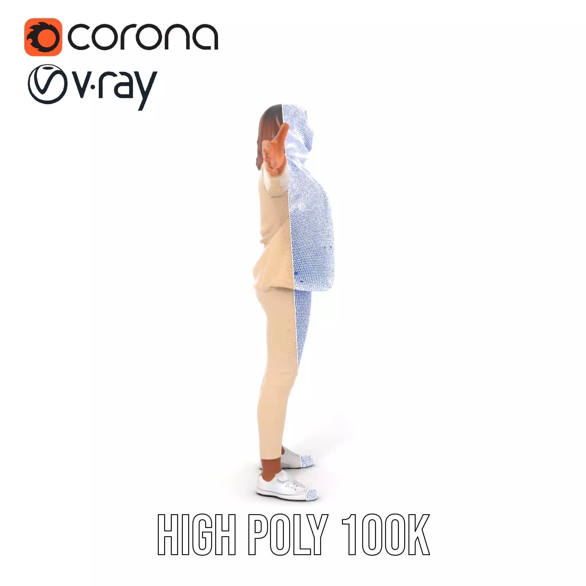 Stylish Business Attire Model Pack with Dynamic Pose Low-poly 3D model_35