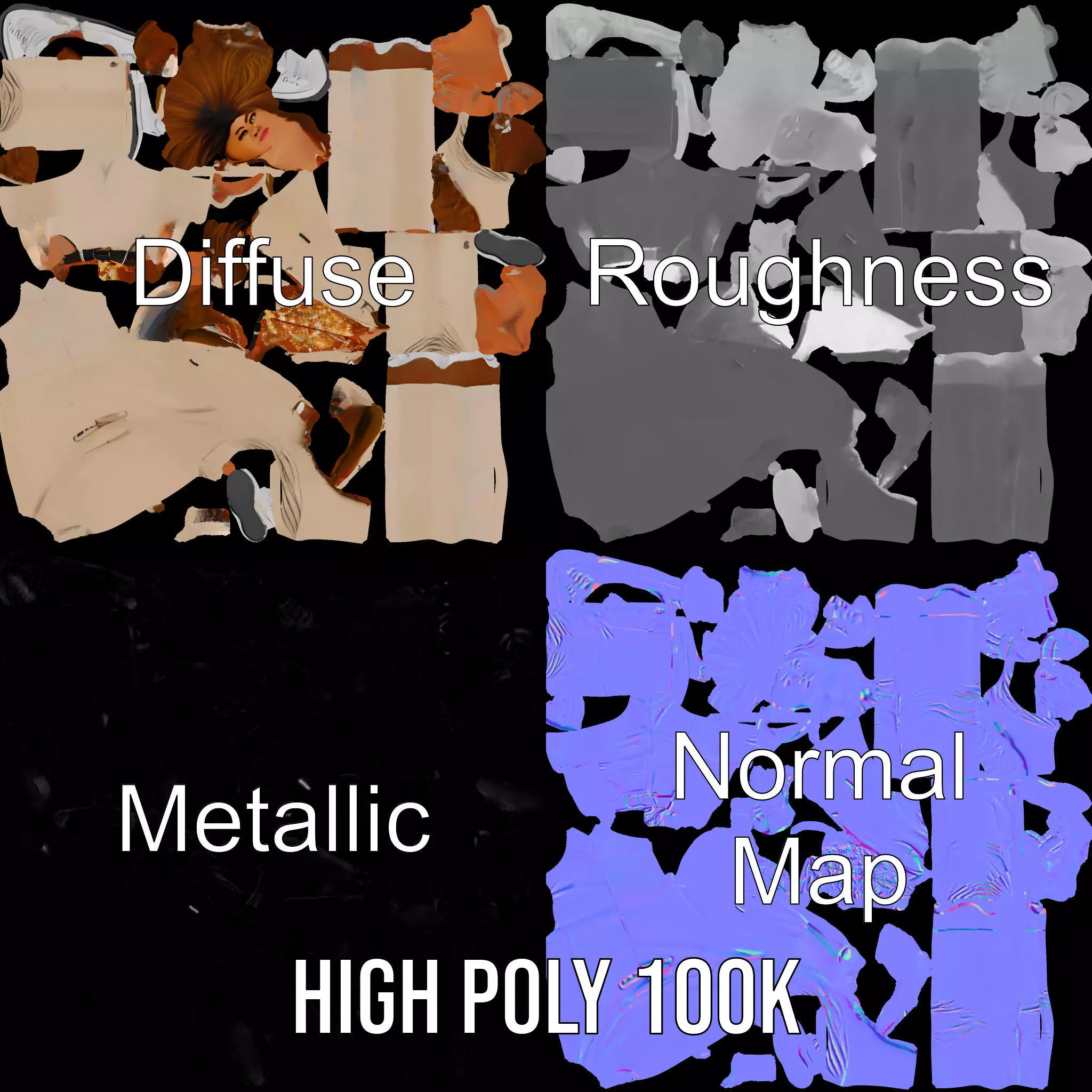 Stylish Business Attire Model Pack with Dynamic Pose Low-poly 3D model_4