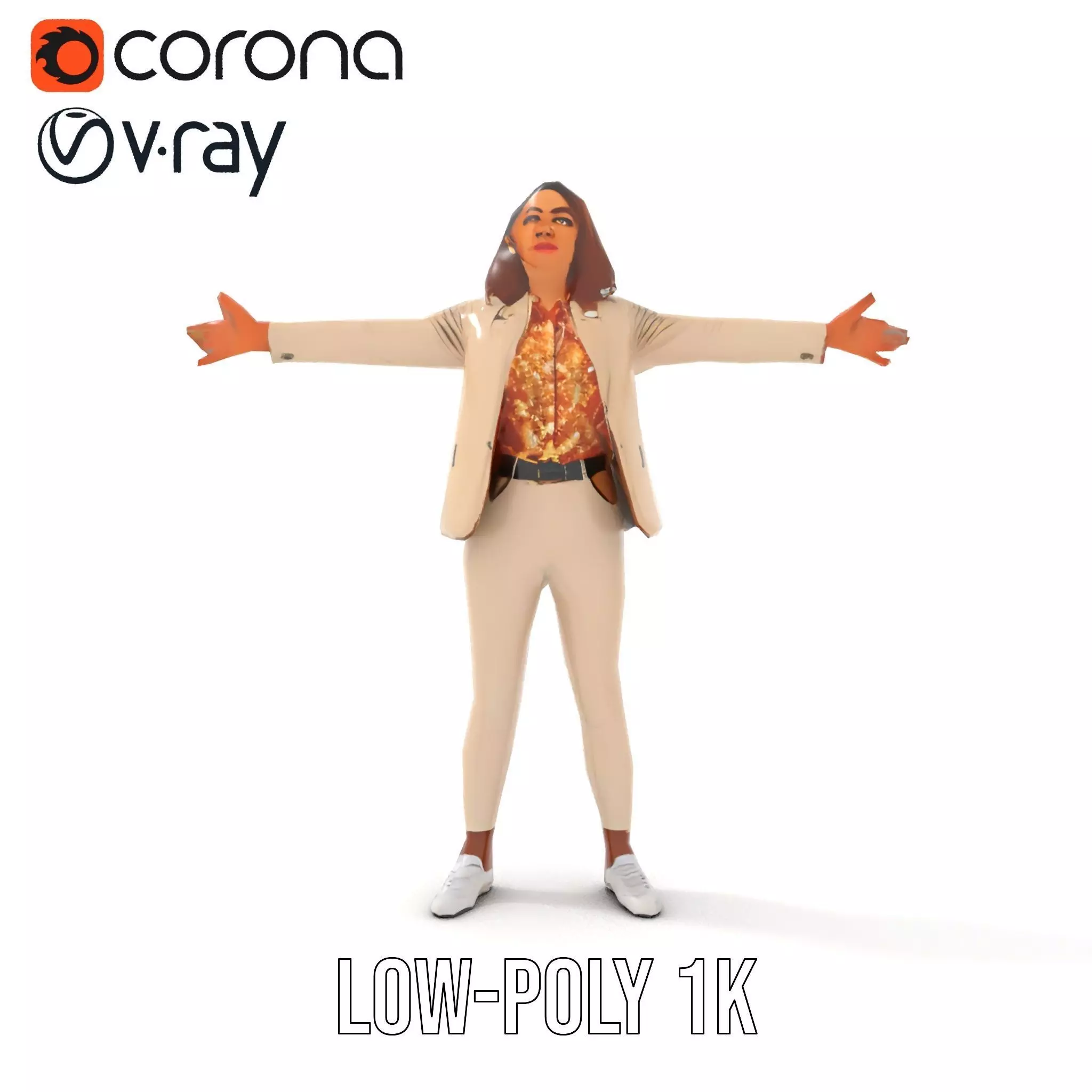 Stylish Business Attire Model Pack with Dynamic Pose Low-poly 3D model_12