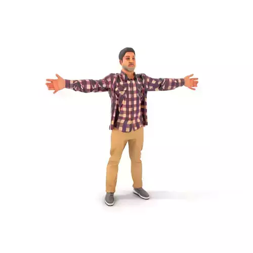 Casual Male Character Model Pack with Plaid Shirt Low-poly 3D model