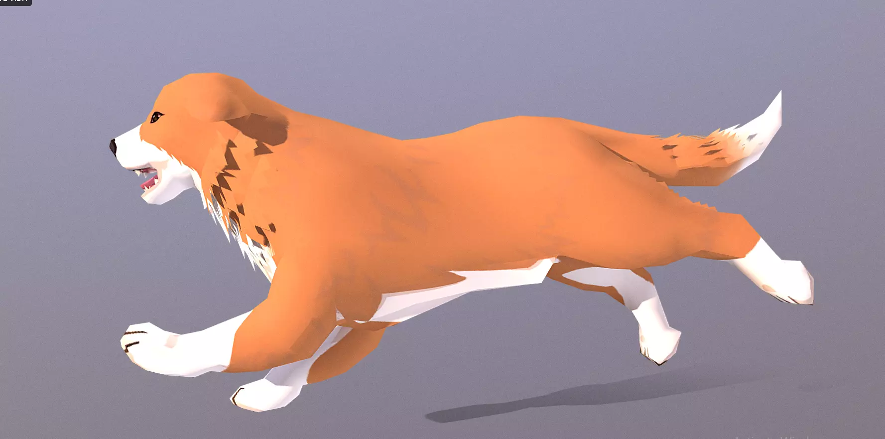 Dog Running Cycle Chubby Orange DOg 3D model_1
