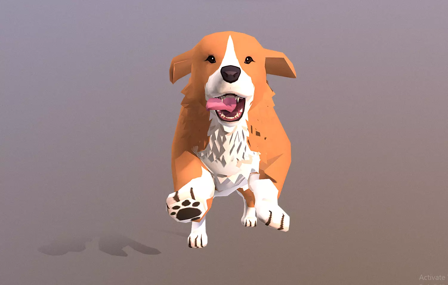 ORANGE RETRIEVER Dog Running Cycle Chubby Animated 3D model