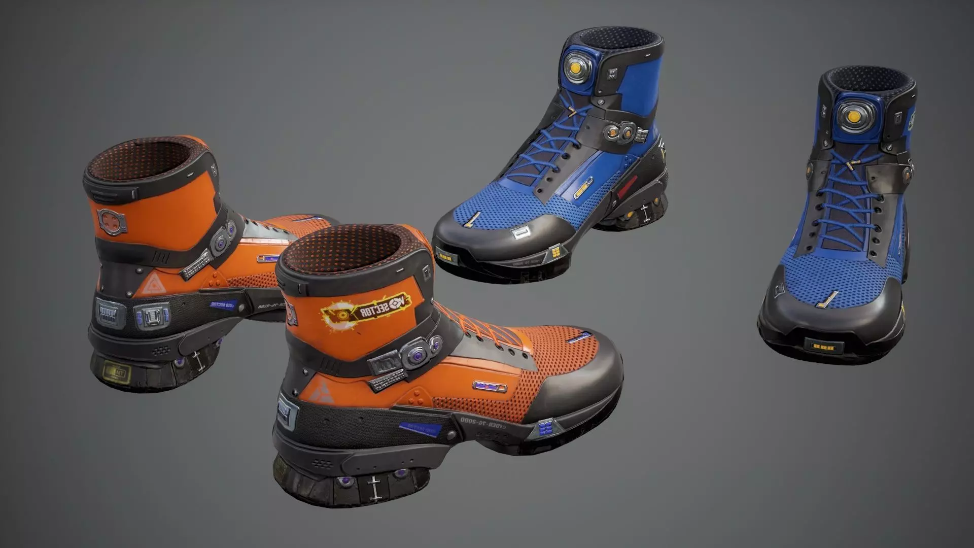 Sci-Fi Sneakers p02 Low-poly 3D model_5