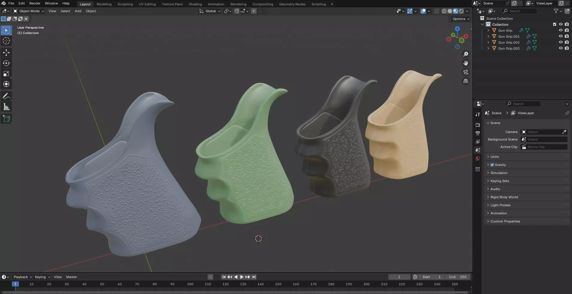 Glock 17 Gun Grip Low-poly 3D model_16