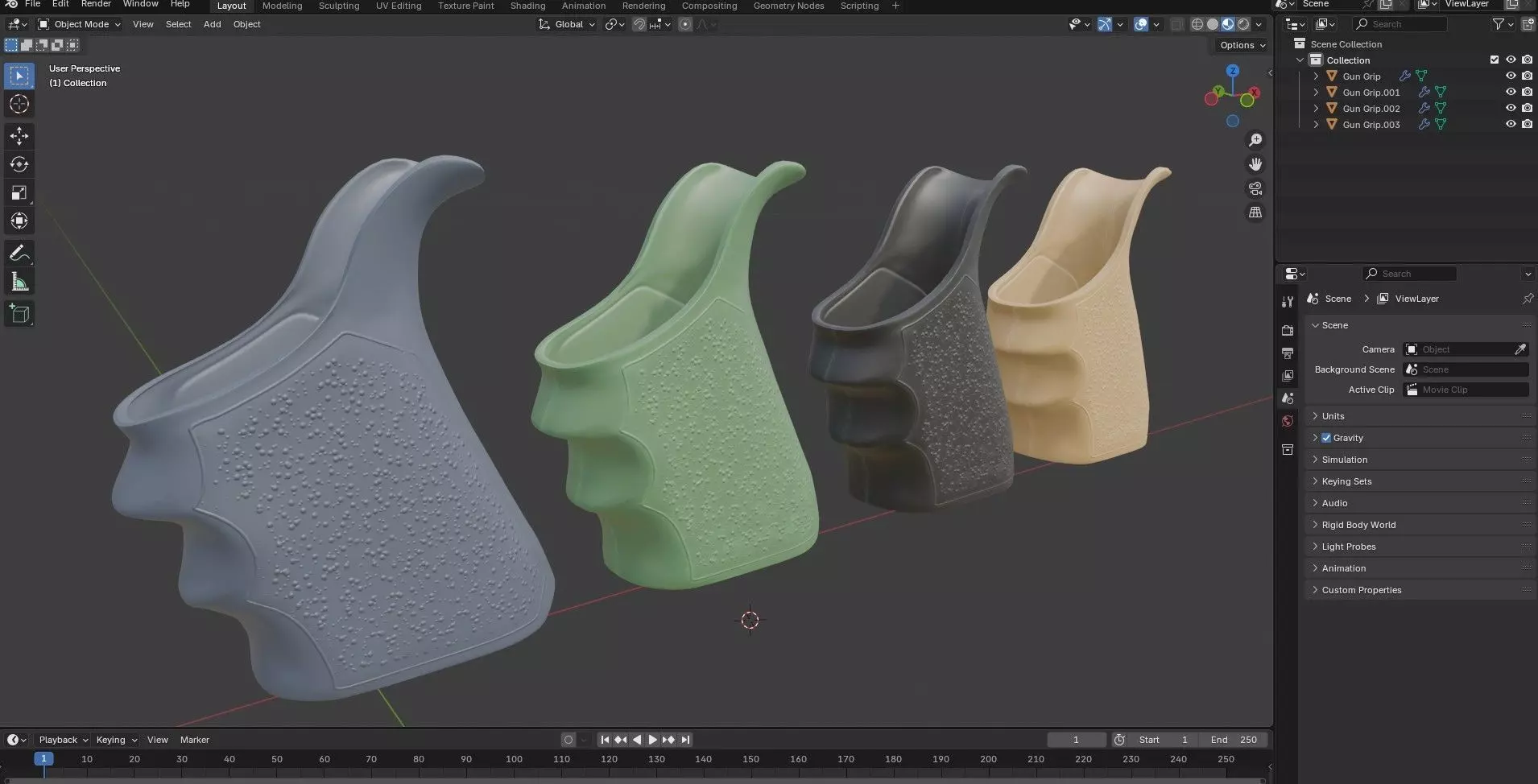 Glock 17 Gun Grip Low-poly 3D model_19