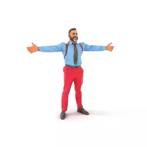 Businessman with Red Pants and Blue Shirt Model Pack Low-poly 3D model