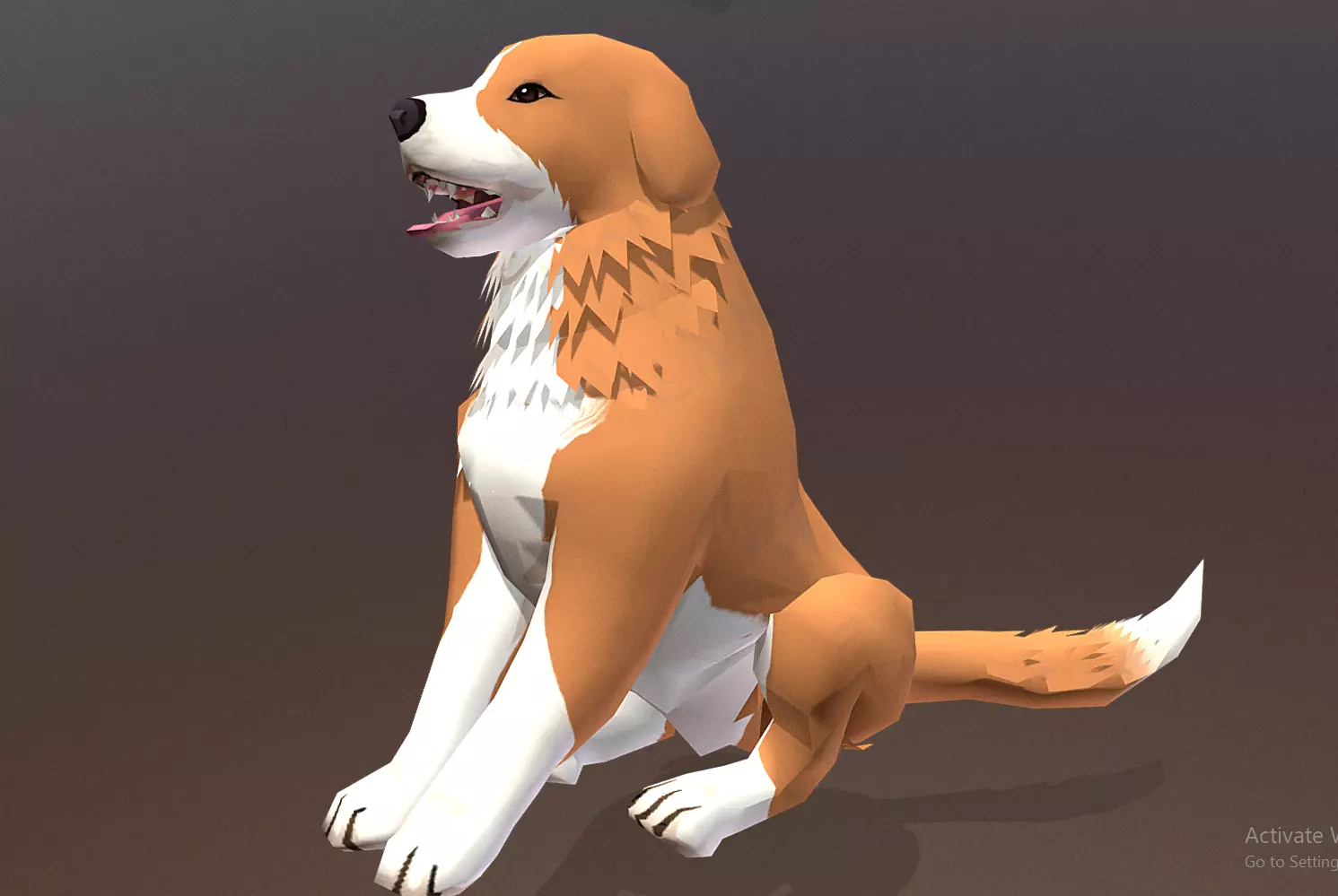 Retriever Dog Sitting Idle Cycle Orange Dog 3D model