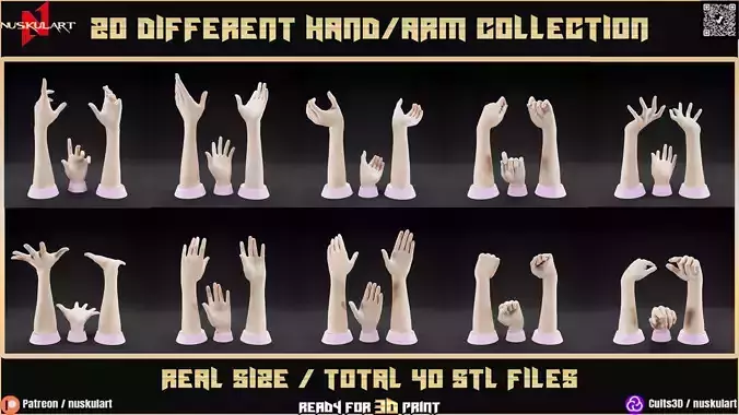 20 Different Hand - Arm  Collection Stl Pack 3D Printing
