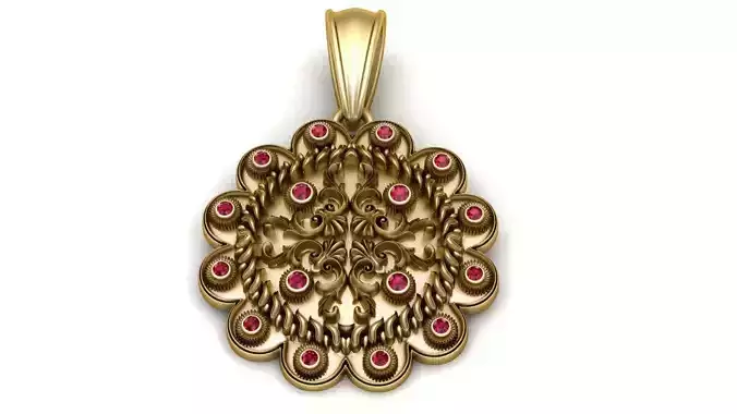  Regal Filigree Gold Pendant 
