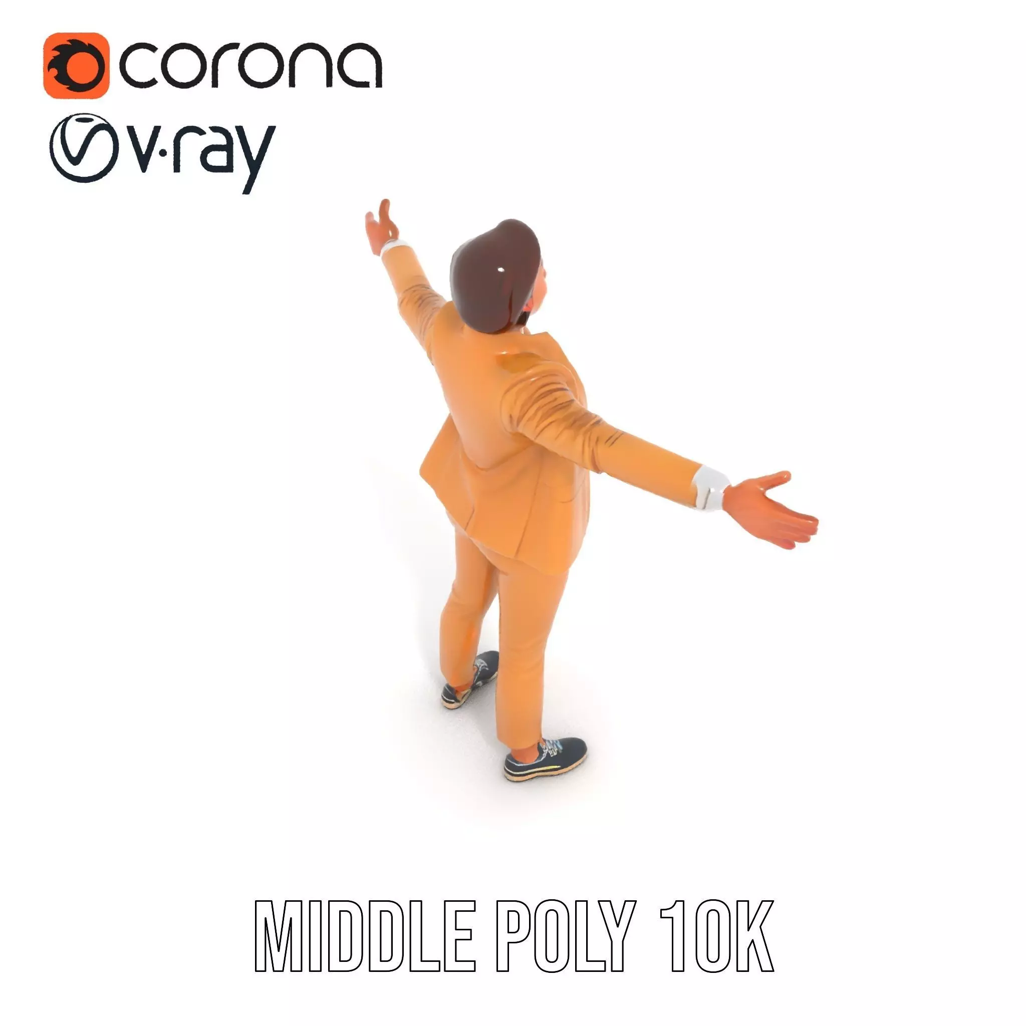 Business Professional Female Model Pack in Tan Suit Low-poly 3D model_11