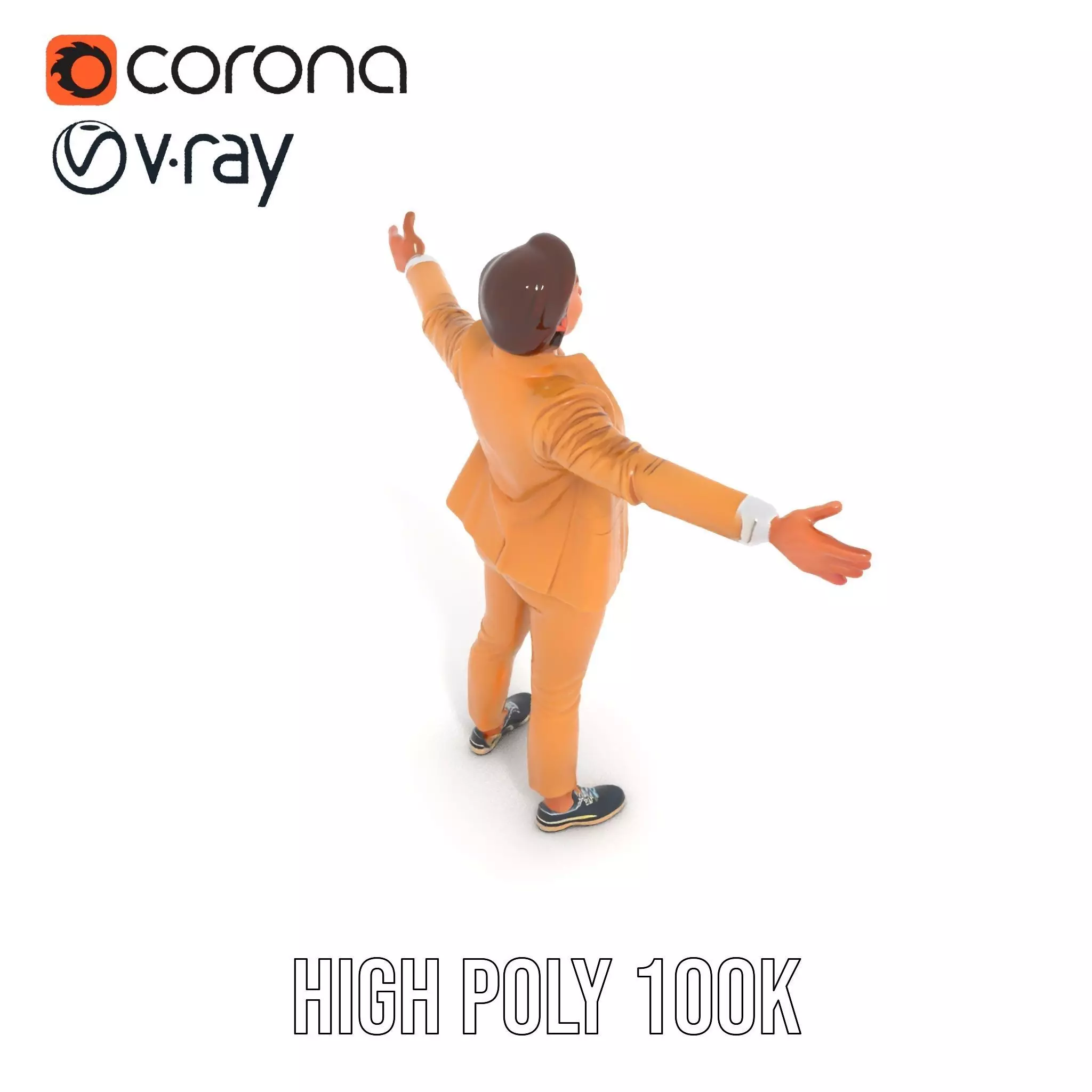 Business Professional Female Model Pack in Tan Suit Low-poly 3D model_29