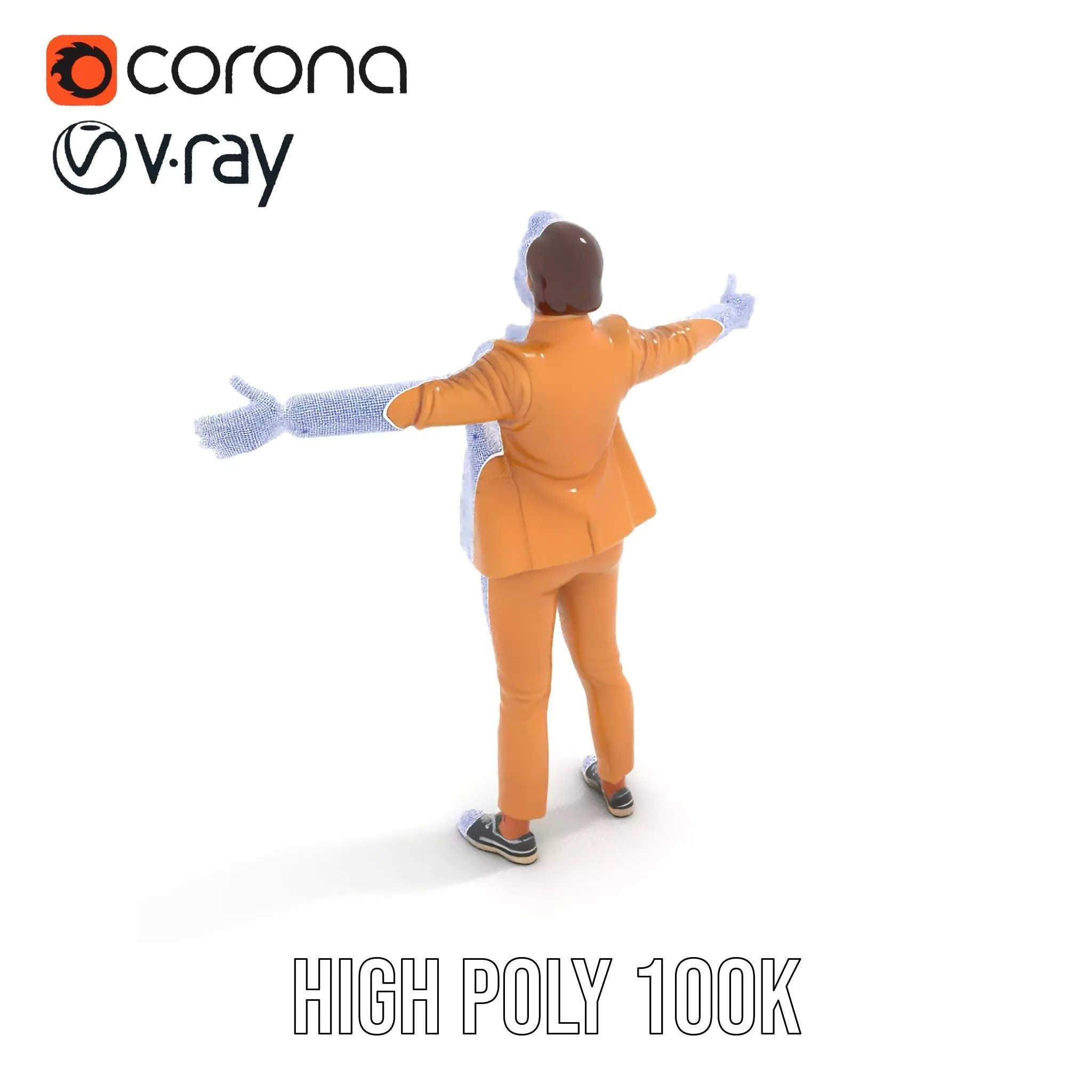 Business Professional Female Model Pack in Tan Suit Low-poly 3D model_15