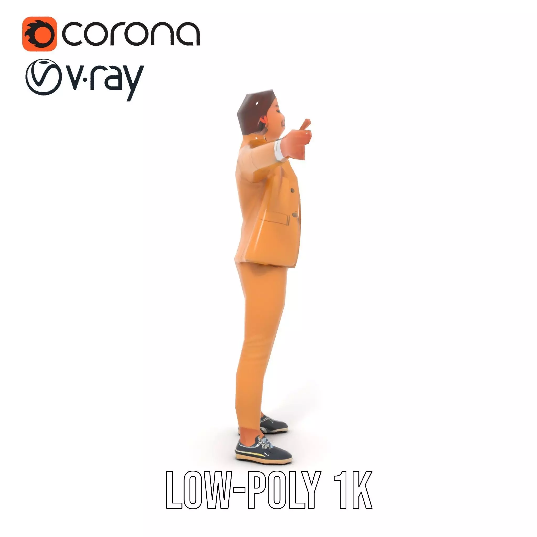 Business Professional Female Model Pack in Tan Suit Low-poly 3D model_17