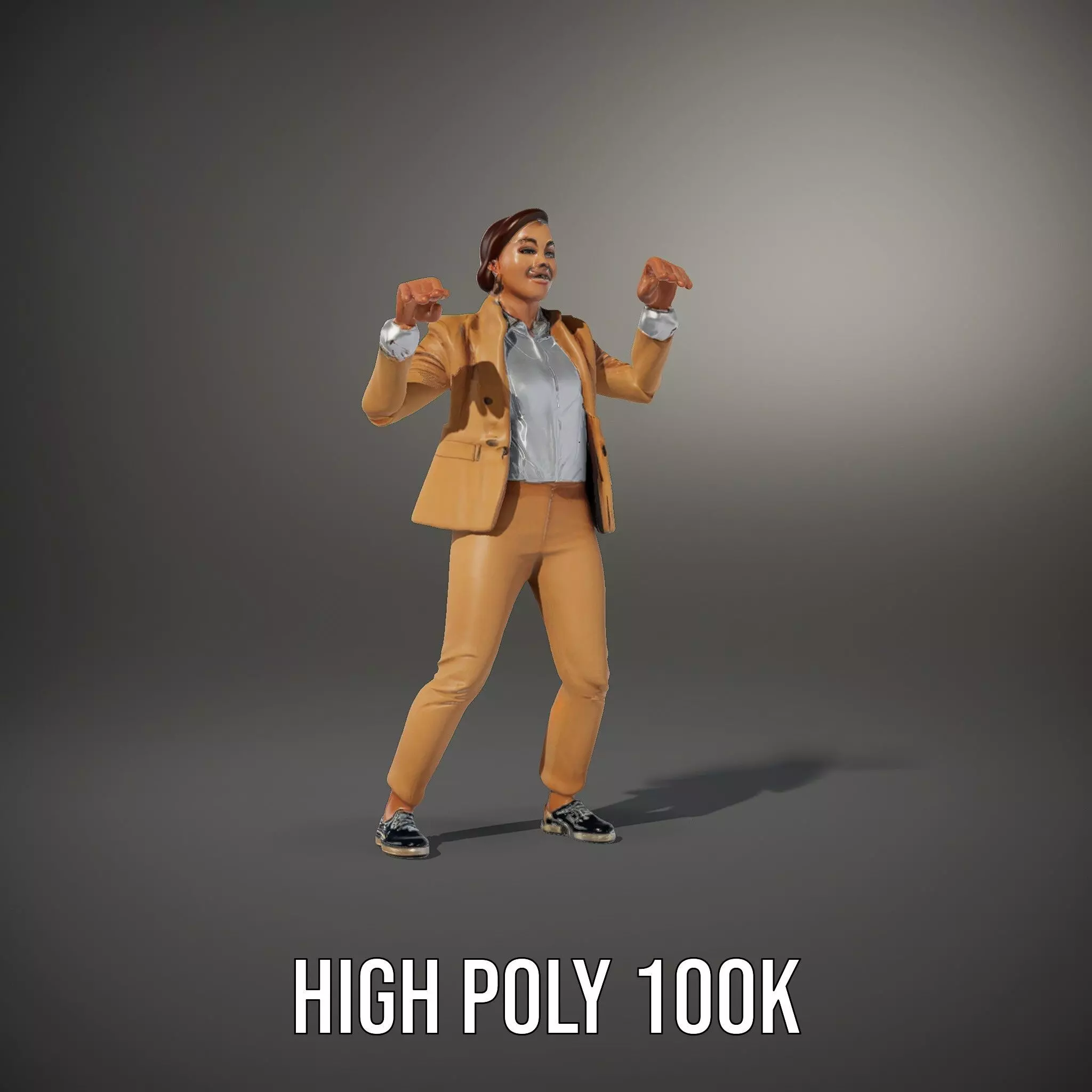 Business Professional Female Model Pack in Tan Suit Low-poly 3D model_18
