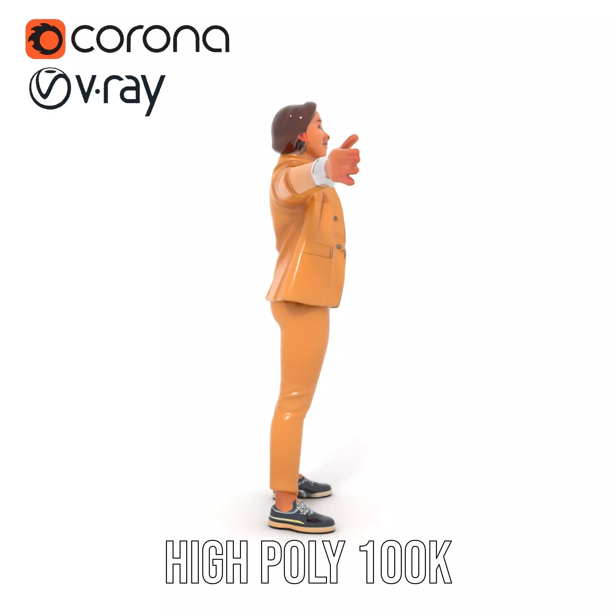 Business Professional Female Model Pack in Tan Suit Low-poly 3D model_21