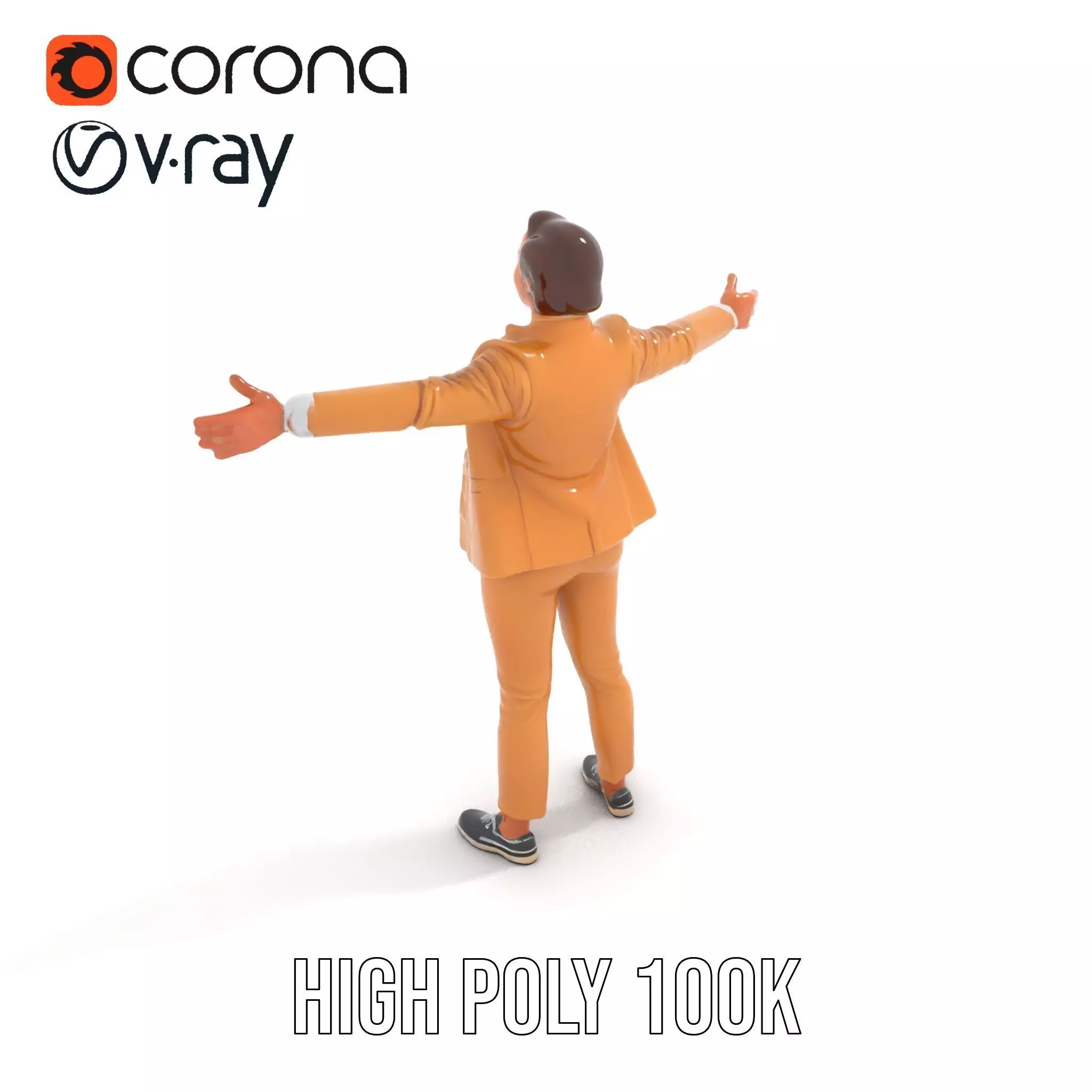 Business Professional Female Model Pack in Tan Suit Low-poly 3D model_10