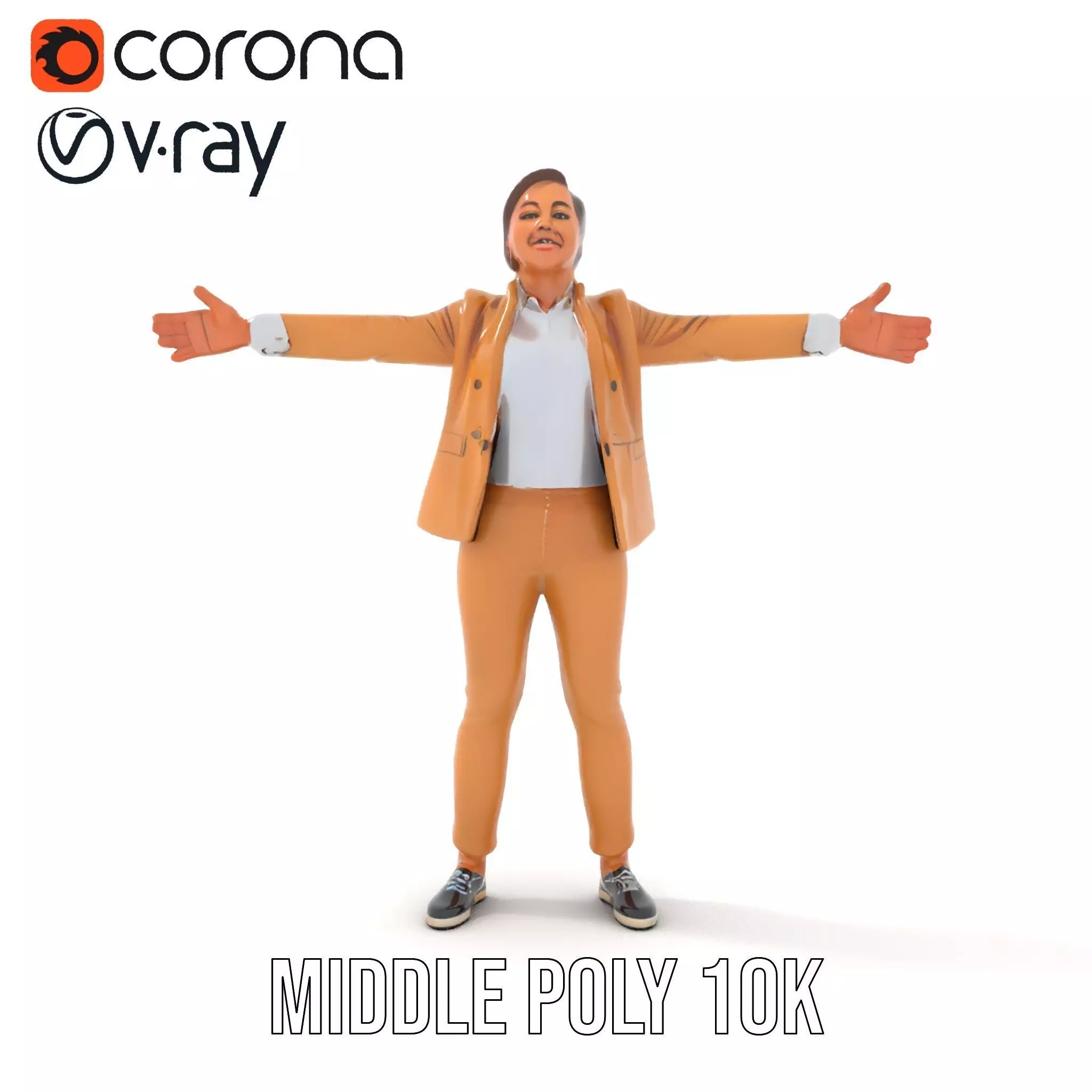 Business Professional Female Model Pack in Tan Suit Low-poly 3D model_22