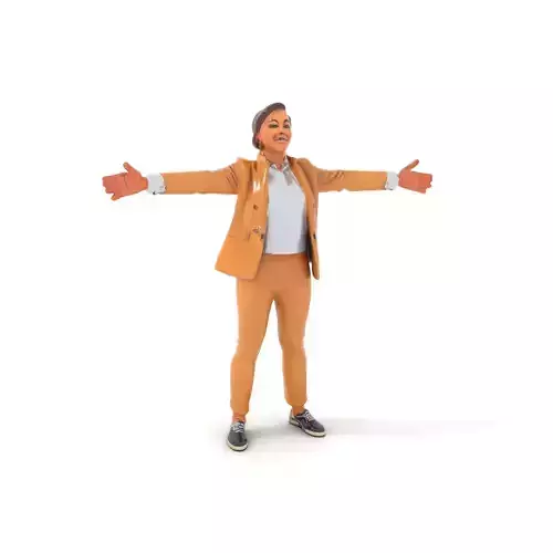 Business Professional Female Model Pack in Tan Suit Low-poly 3D model