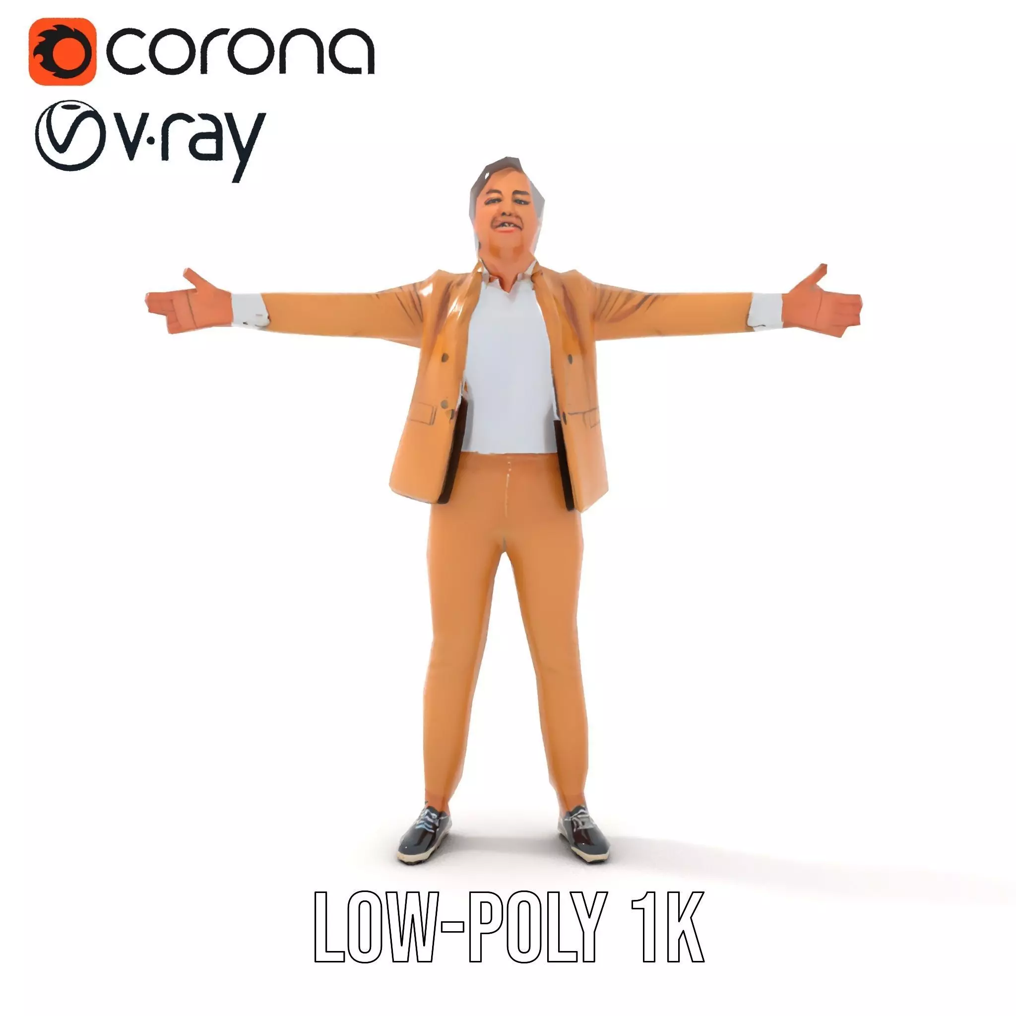 Business Professional Female Model Pack in Tan Suit Low-poly 3D model_20