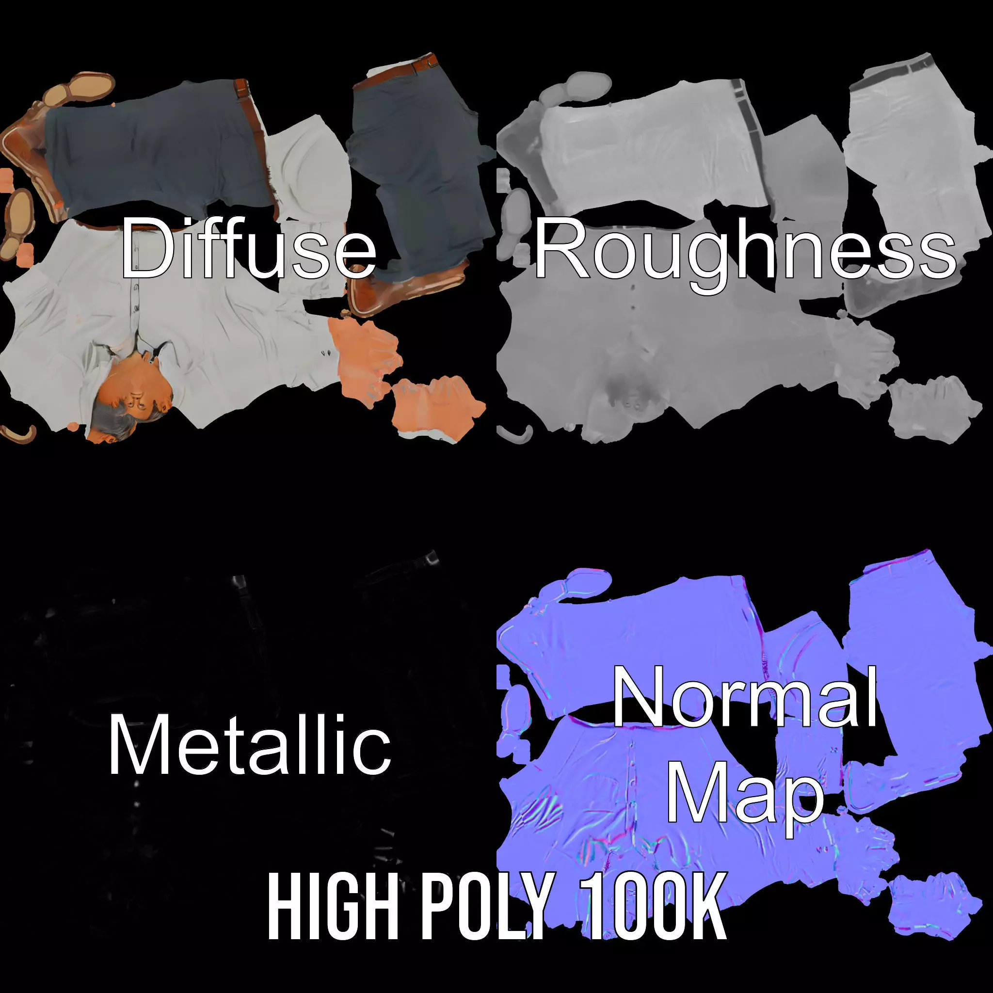 Professional Male Character Model Pack with Rigged Outfit Low-poly 3D model_4