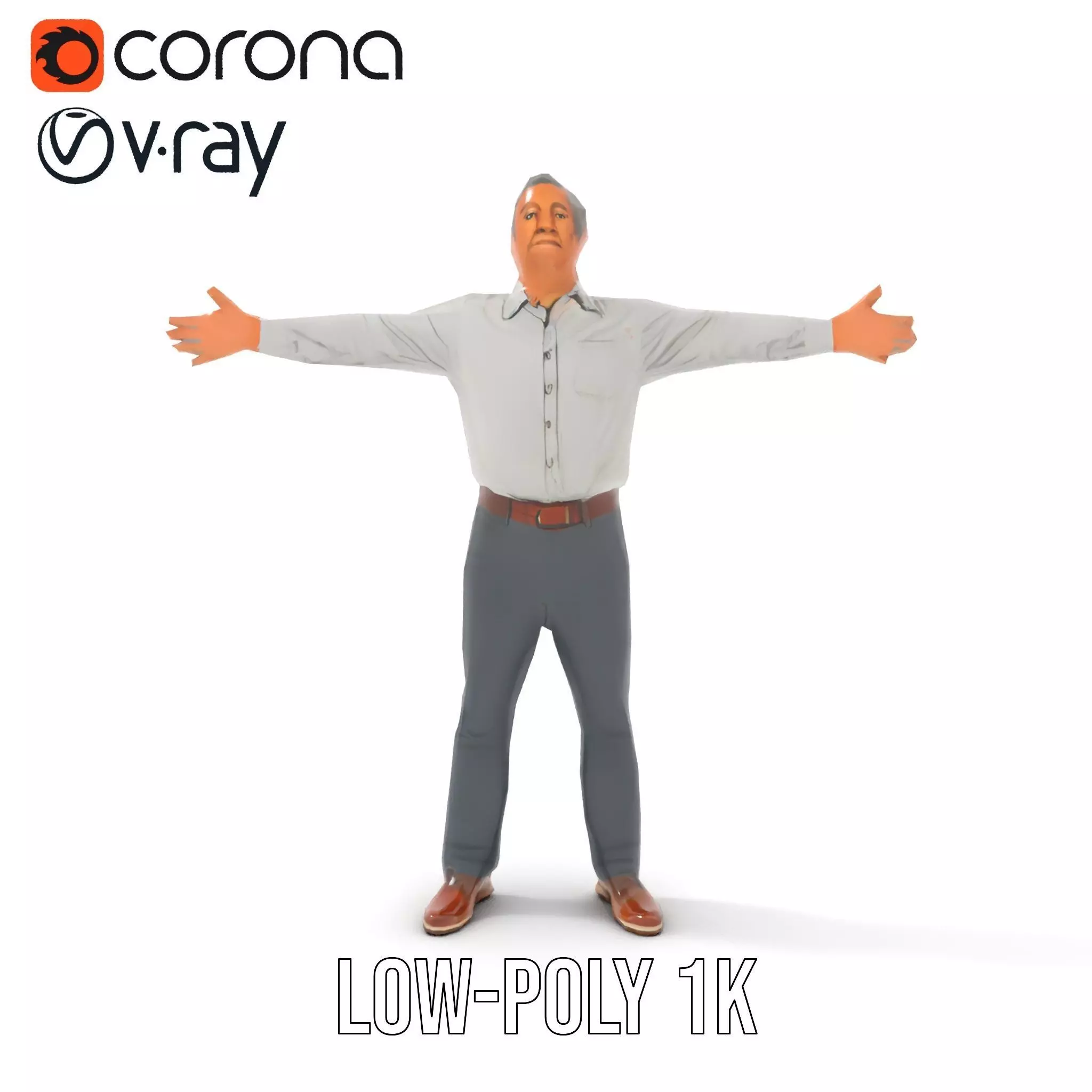 Professional Male Character Model Pack with Rigged Outfit Low-poly 3D model_26