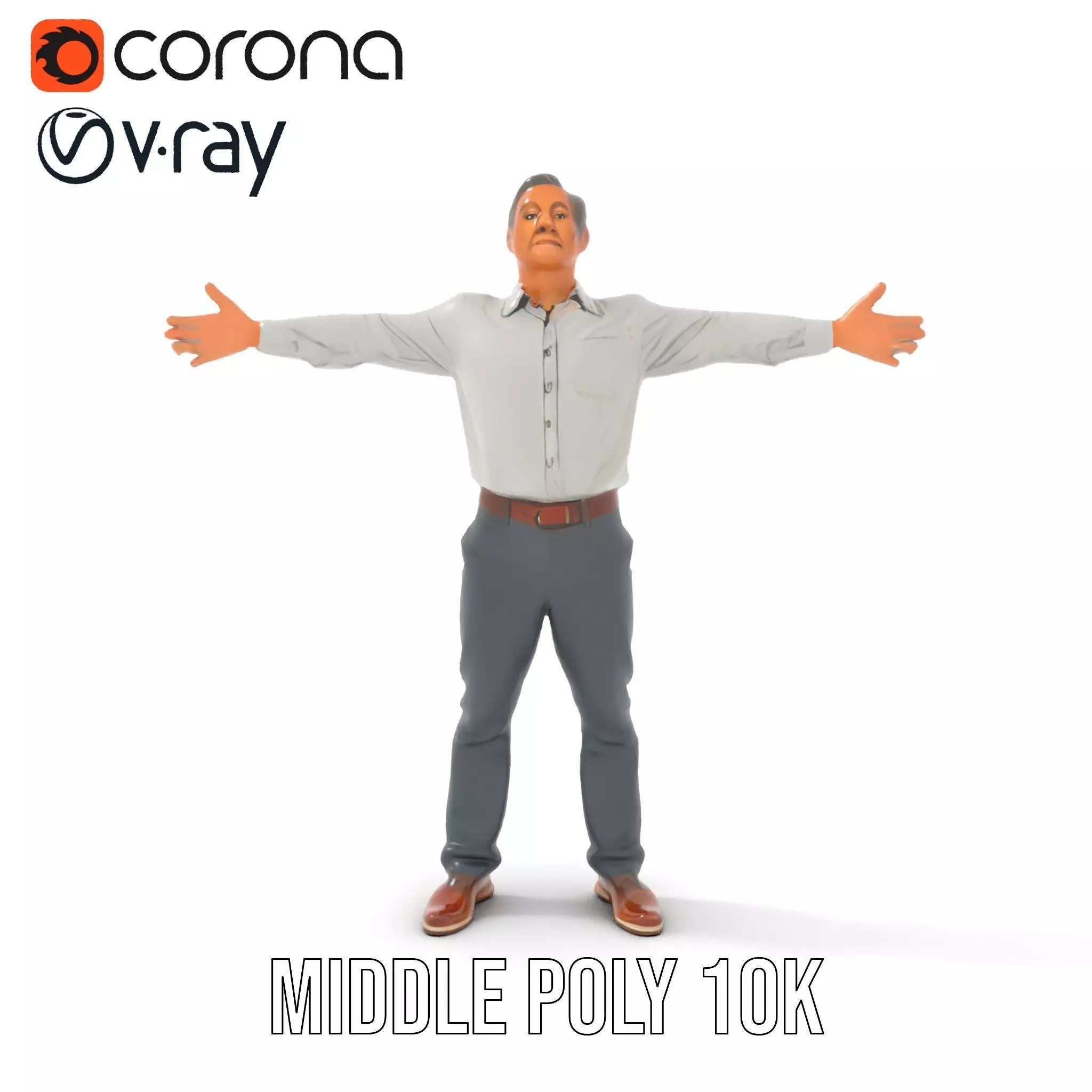 Professional Male Character Model Pack with Rigged Outfit Low-poly 3D model_17