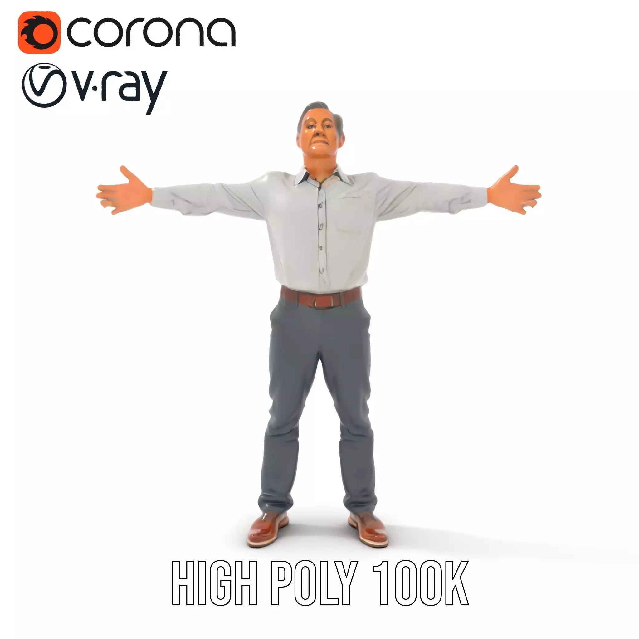 Professional Male Character Model Pack with Rigged Outfit Low-poly 3D model_19