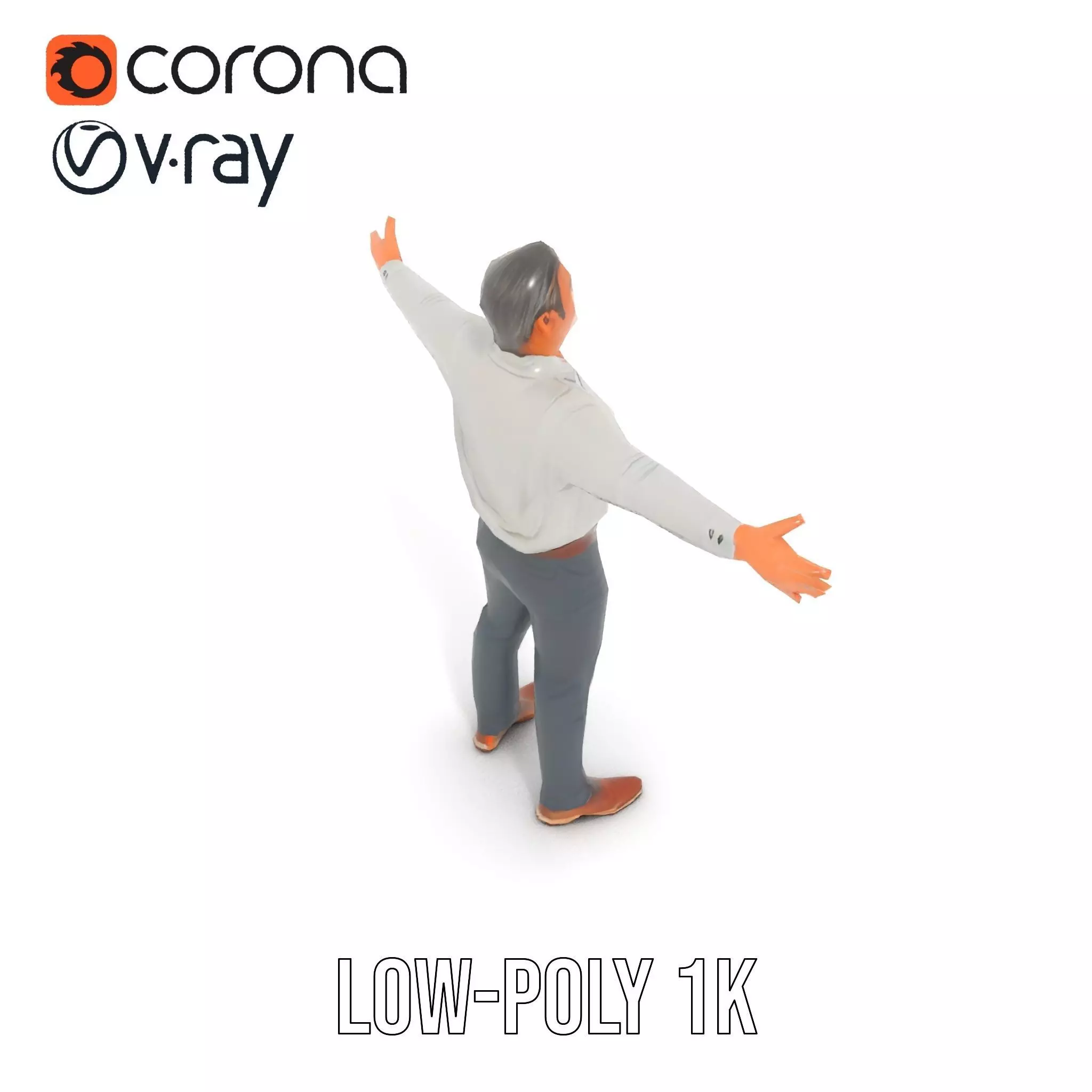 Professional Male Character Model Pack with Rigged Outfit Low-poly 3D model_15