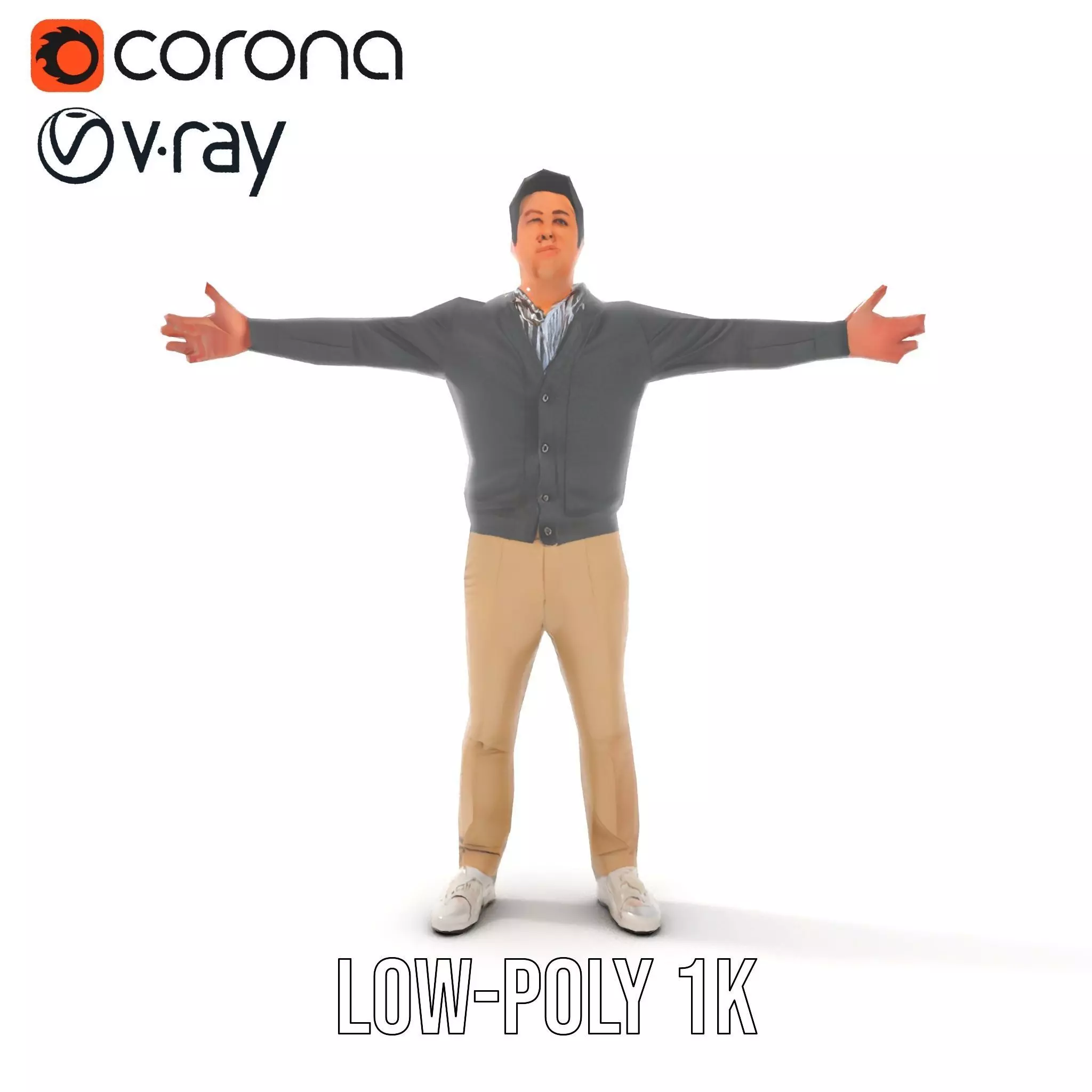Casual Male Standing Pose Model Pack Low-poly 3D model_18