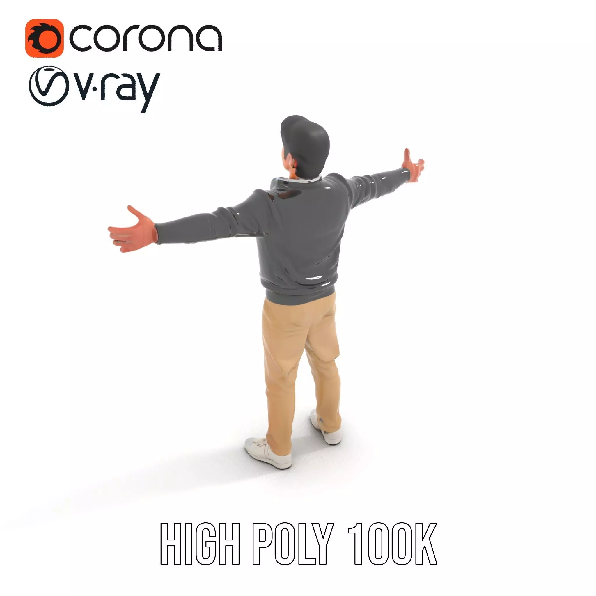 Casual Male Standing Pose Model Pack Low-poly 3D model_16
