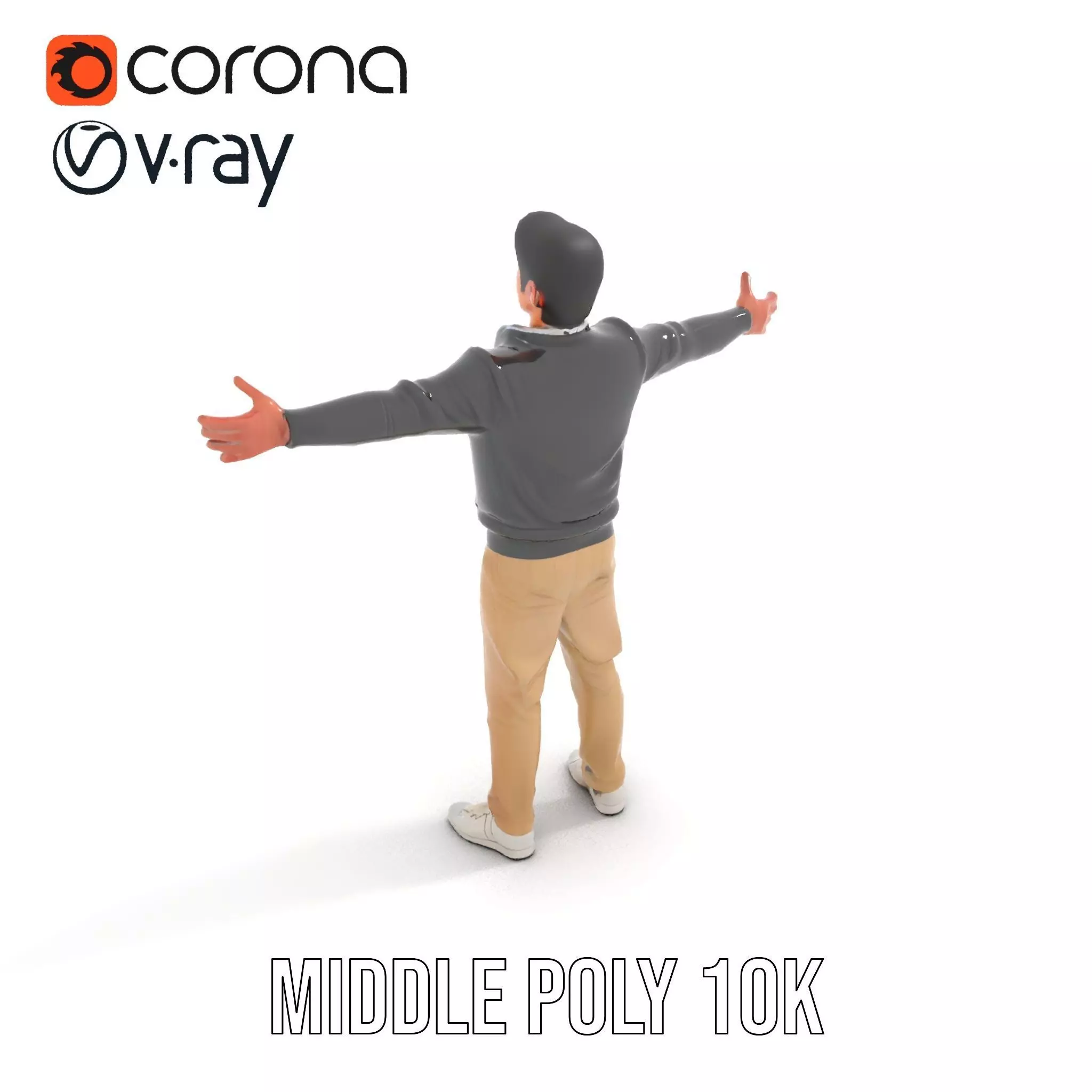 Casual Male Standing Pose Model Pack Low-poly 3D model_17
