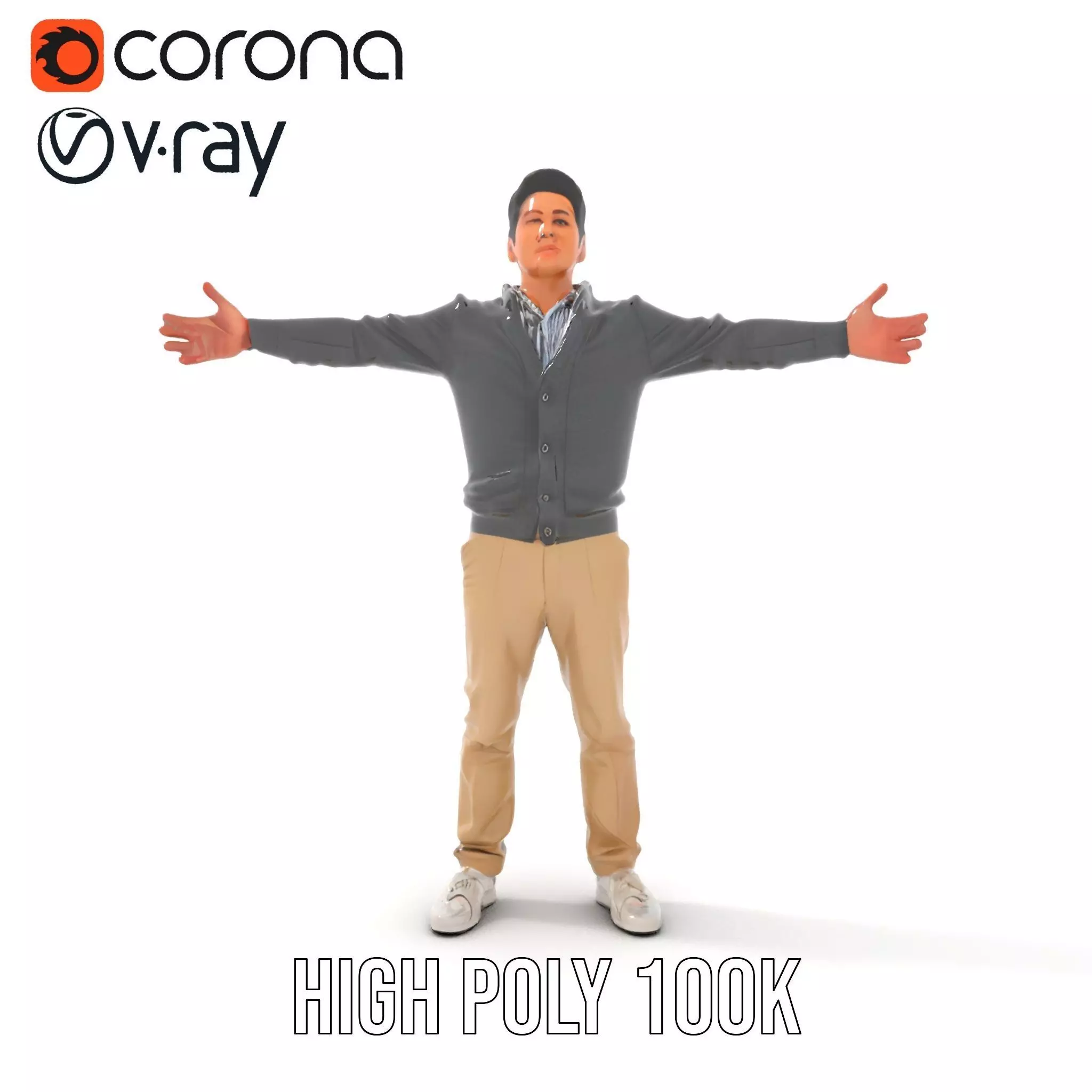 Casual Male Standing Pose Model Pack Low-poly 3D model_13