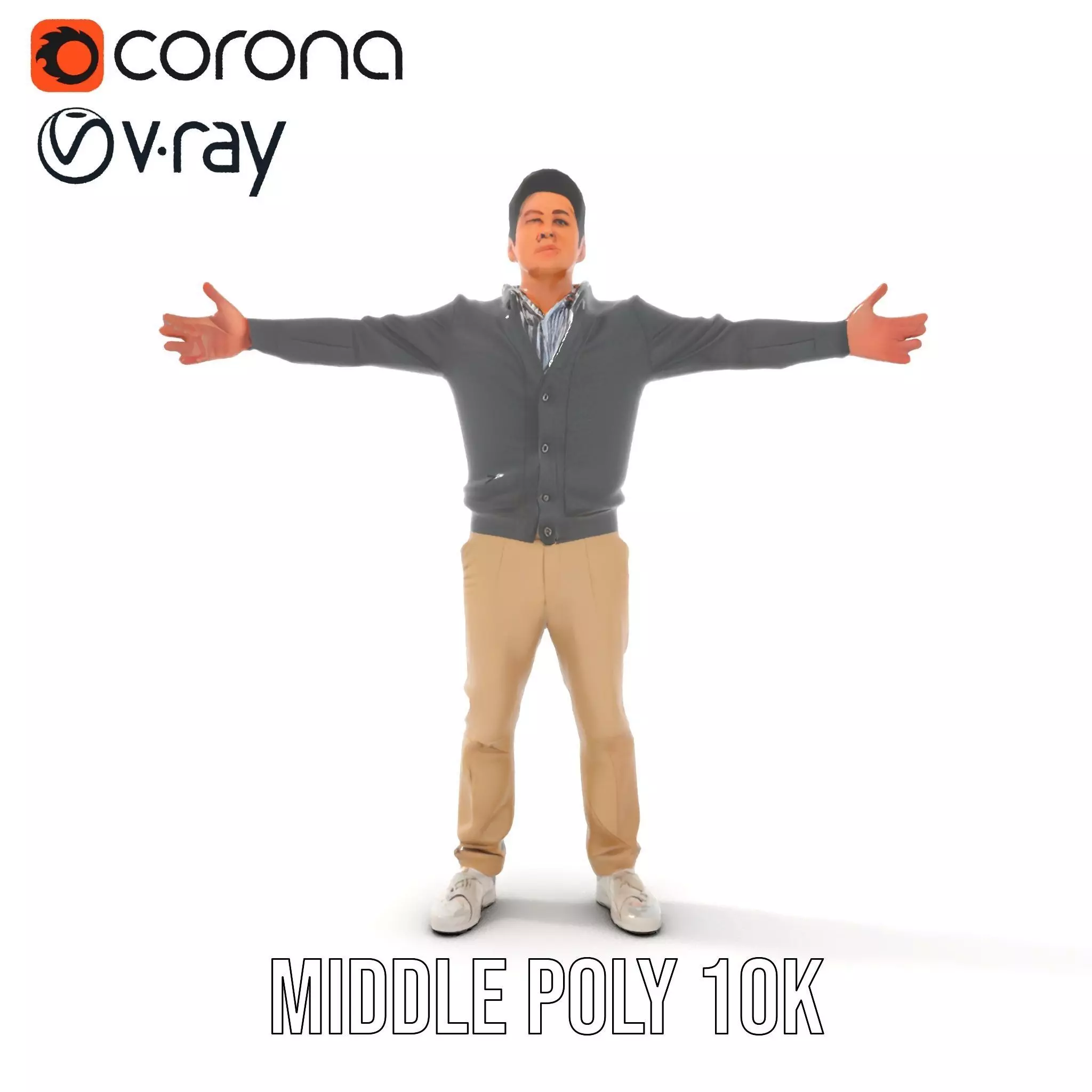 Casual Male Standing Pose Model Pack Low-poly 3D model_6