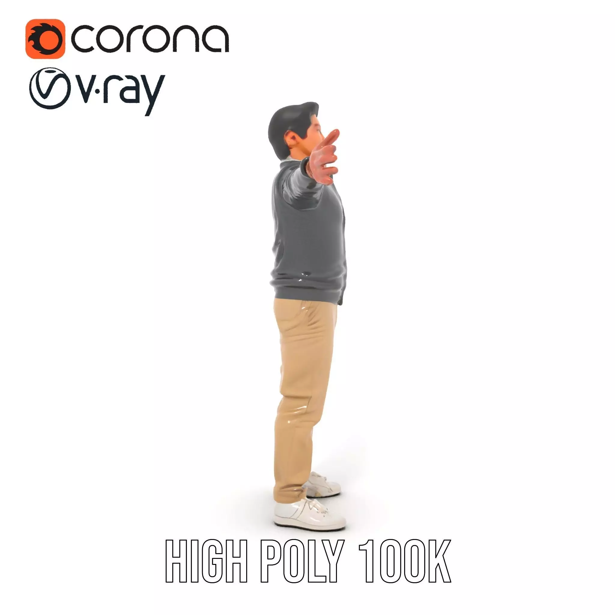 Casual Male Standing Pose Model Pack Low-poly 3D model_10