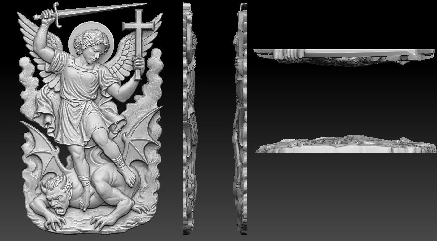 Archangel Michael Relief  3D print model_2