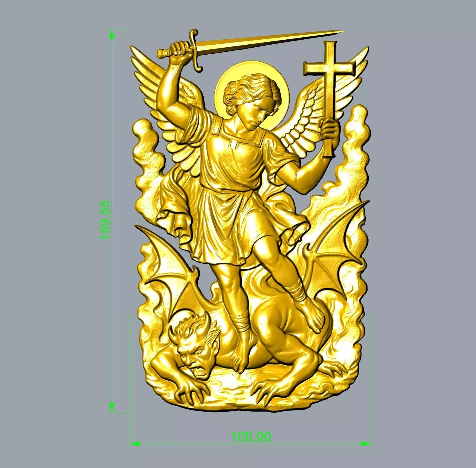 Archangel Michael Relief  3D print model_3