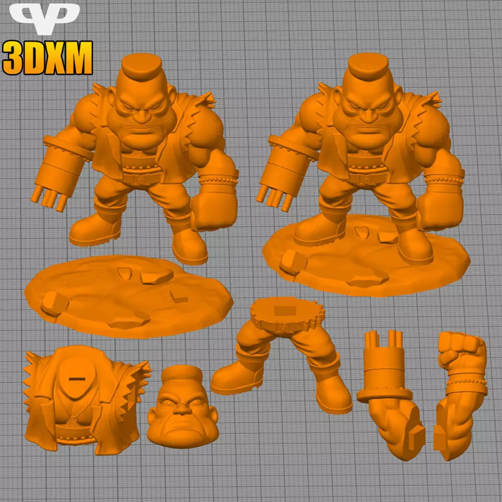 FFVII Barret Chibi STL for 3D Printing 3DXM ChibiSTL 3D print model_2