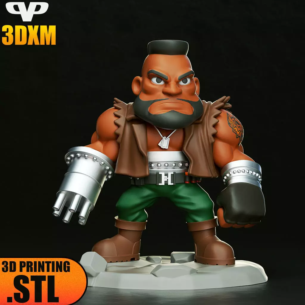 FFVII Barret Chibi STL for 3D Printing 3DXM ChibiSTL 3D print model_0