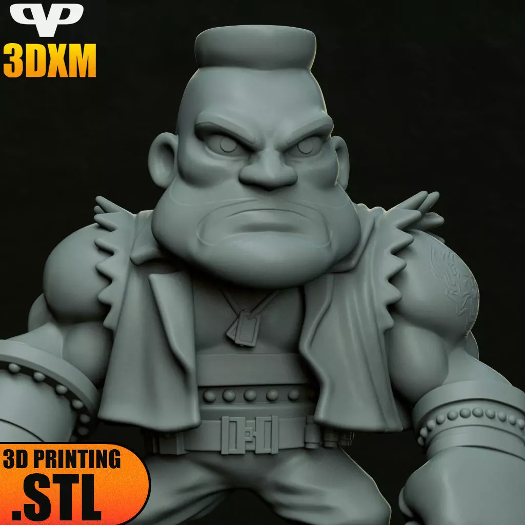 FFVII Barret Chibi STL for 3D Printing 3DXM ChibiSTL 3D print model_4